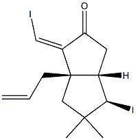 (1S,5S,6R)-6-Iodo-2-(iodomethylene)-7,7-dimethyl-1-(2-propenyl)bicyclo[3.3.0]octan-3-one 구조식 이미지