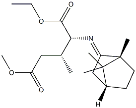 (2R,3R)-2-[[(1R,4R)-Bornan-2-ylidene]amino]-3-methylglutaric acid 1-ethyl 5-methyl ester Structure