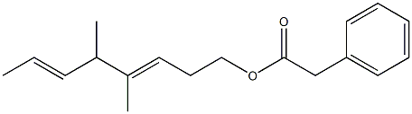 Phenylacetic acid 4,5-dimethyl-3,6-octadienyl ester 구조식 이미지