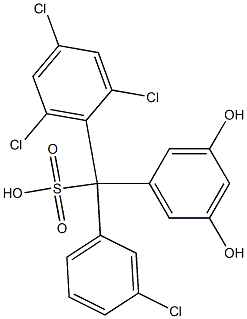 (3-Chlorophenyl)(2,4,6-trichlorophenyl)(3,5-dihydroxyphenyl)methanesulfonic acid Structure