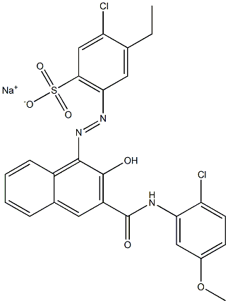 3-Chloro-4-ethyl-6-[[3-[[(2-chloro-5-methoxyphenyl)amino]carbonyl]-2-hydroxy-1-naphtyl]azo]benzenesulfonic acid sodium salt Structure