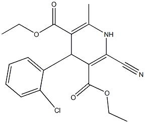 4-(2-Chlorophenyl)-2-cyano-6-methyl-1,4-dihydropyridine-3,5-dicarboxylic acid diethyl ester Structure