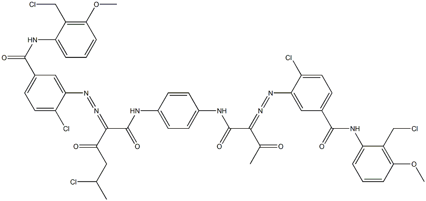 3,3'-[2-(1-Chloroethyl)-1,4-phenylenebis[iminocarbonyl(acetylmethylene)azo]]bis[N-[2-(chloromethyl)-3-methoxyphenyl]-4-chlorobenzamide] Structure