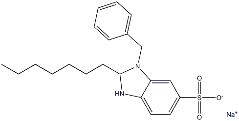 1-Benzyl-2-heptyl-2,3-dihydro-1H-benzimidazole-6-sulfonic acid sodium salt Structure