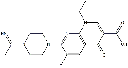 1-Ethyl-1,4-dihydro-6-fluoro-7-[4-(1-iminoethyl)piperazin-1-yl]-4-oxo-1,8-naphthyridine-3-carboxylic acid 구조식 이미지