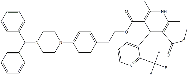 2,6-Dimethyl-4-[2-(trifluoromethyl)-3-pyridyl]-1,4-dihydropyridine-3,5-dicarboxylic acid 3-methyl 5-[2-[4-[(4-benzhydrylpiperazin)-1-yl]phenyl]ethyl] ester Structure