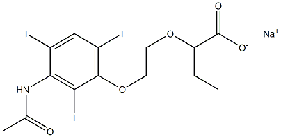 2-[2-(3-Acetylamino-2,4,6-triiodophenoxy)ethoxy]butyric acid sodium salt 구조식 이미지