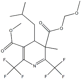 4,5-Dihydro-2,6-bis(trifluoromethyl)-4-(2-methylpropyl)-5-methoxymethyl-3,5-pyridinedicarboxylic acid dimethyl ester Structure