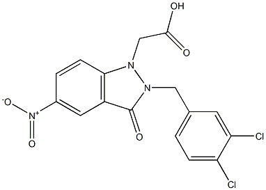2-(3,4-Dichlorobenzyl)-5-nitro-2,3-dihydro-3-oxo-1H-indazole-1-acetic acid 구조식 이미지