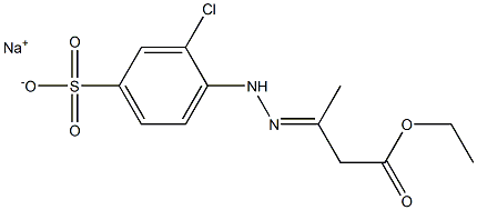 3-Chloro-4-[N'-(2-ethoxycarbonyl-1-methylethylidene)hydrazino]benzenesulfonic acid sodium salt 구조식 이미지