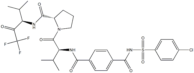 (2S)-N-[(1R)-3,3,3-Trifluoro-1-isopropyl-2-oxopropyl]-1-[(2S)-2-[4-[(4-chlorophenyl)sulfonylaminocarbonyl]benzoylamino]-3-methyl-1-oxobutyl]pyrrolidine-2-carboxamide Structure