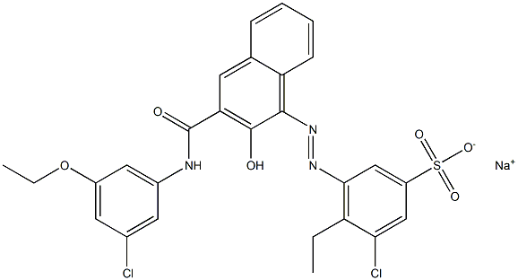 3-Chloro-4-ethyl-5-[[3-[[(3-chloro-5-ethoxyphenyl)amino]carbonyl]-2-hydroxy-1-naphtyl]azo]benzenesulfonic acid sodium salt 구조식 이미지