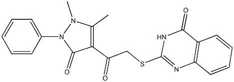 2-[[[(1-Phenyl-2,3-dimethyl-5-oxo-3-pyrazolin-4-yl)carbonyl]methyl]thio]quinazolin-4(3H)-one 구조식 이미지