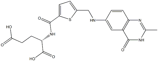 (S)-2-[5-[[N-[(3,4-Dihydro-2-methyl-4-oxoquinazolin)-6-yl]amino]methyl]-2-thienylcarbonylamino]glutaric acid 구조식 이미지