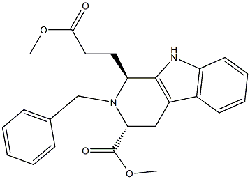 [1S,3R,(-)]-2-Benzyl-3-methoxycarbonyl-1,2,3,4-tetrahydro-9H-pyrido[3,4-b]indole-1-propanoic acid methyl ester Structure
