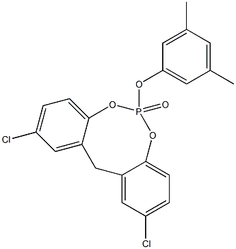 2,10-Dichloro-6-(3,5-dimethylphenoxy)-12H-dibenzo[d,g][1,3,2]dioxaphosphocin 6-oxide Structure