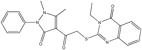 3-Ethyl-2-[[[(1-phenyl-2,3-dimethyl-5-oxo-3-pyrazolin-4-yl)carbonyl]methyl]thio]quinazolin-4(3H)-one Structure