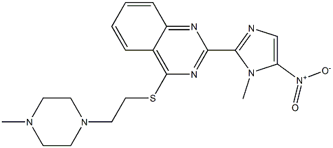 2-(1-Methyl-5-nitro-1H-imidazol-2-yl)-4-[[2-(4-methyl-1-piperazinyl)ethyl]thio]quinazoline 구조식 이미지