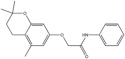 3,4-Dihydro-2,2-dimethyl-5-methyl-7-[N-(phenyl)carbamoylmethoxy]-2H-1-benzopyran Structure