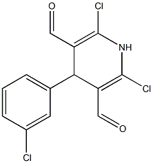 2,6-Dichloro-1,4-dihydro-4-(m-chlorophenyl)pyridine-3,5-dicarbaldehyde 구조식 이미지