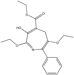 3-Hydroxy-7-phenyl-2,6-diethoxy-5H-azepine-4-carboxylic acid ethyl ester Structure