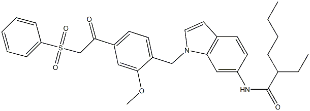 N-[1-[2-Methoxy-4-(phenylsulfonylacetyl)benzyl]-1H-indol-6-yl]-2-ethylhexanamide 구조식 이미지