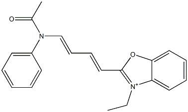 2-[4-(Acetylphenylamino)-1,3-butadienyl]-3-ethylbenzoxazol-3-ium 구조식 이미지