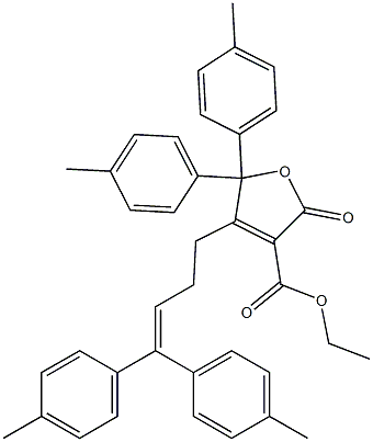 5,5-Bis(4-methylphenyl)-2-oxo-2,5-dihydro-4-[4,4-bis(4-methylphenyl)-3-butenyl]furan-3-carboxylic acid ethyl ester Structure