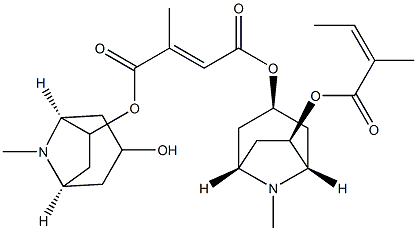 (E)-2-Methyl-2-butenedioic acid 1-[(1R,3R,5S,6R)-3-hydroxy-8-methyl-8-azabicyclo[3.2.1]octan-6-yl]4-[(1R,3R,5S,6R)-8-methyl-6-[[(Z)-2-methyl-1-oxo-2-butenyl]oxy]-8-azabicyclo[3.2.1]octan-3-yl] ester Structure