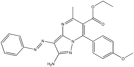 2-Amino-3-phenylazo-5-methyl-7-(4-methoxyphenyl)pyrazolo[1,5-a]pyrimidine-6-carboxylic acid ethyl ester 구조식 이미지