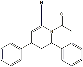 2-Phenyl-1-acetyl-1,2,3,4-tetrahydro-4-phenylpyridine-6-carbonitrile 구조식 이미지
