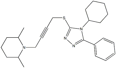 4-Cyclohexyl-5-phenyl-3-[[4-(2,6-dimethylpiperidino)-2-butynyl]thio]-4H-1,2,4-triazole Structure