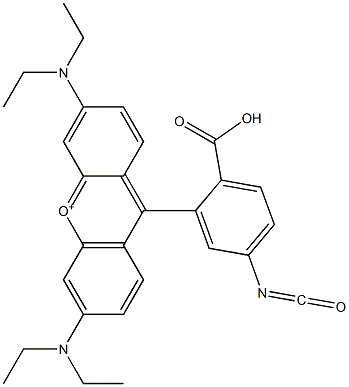 9-[2-Carboxy-5-(isocyanato)phenyl]-3,6-bis(diethylamino)xanthylium 구조식 이미지