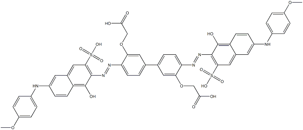 2,2'-[[4,4'-Bis[[1-hydroxy-6-[(4-methoxyphenyl)amino]-3-sulfo-2-naphthalenyl]azo][1,1'-biphenyl]-3,3'-diyl]bisoxy]bisacetic acid 구조식 이미지