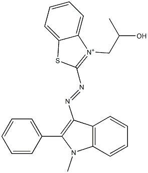 2-(1-Methyl-2-phenyl-1H-indol-3-ylazo)-3-(2-hydroxypropyl)benzothiazol-3-ium 구조식 이미지