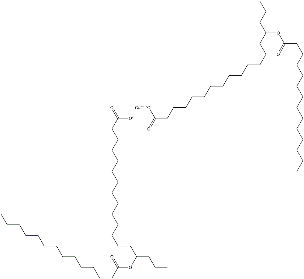 Bis(15-tetradecanoyloxyoctadecanoic acid)calcium salt Structure