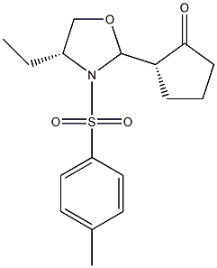 (2S)-2-[(2R,4R)-4-Ethyl-3-(4-methylphenylsulfonyl)oxazolidin-2-yl]-1-cyclopentanone 구조식 이미지