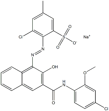 3-Chloro-5-methyl-2-[[3-[[(4-chloro-2-methoxyphenyl)amino]carbonyl]-2-hydroxy-1-naphtyl]azo]benzenesulfonic acid sodium salt Structure