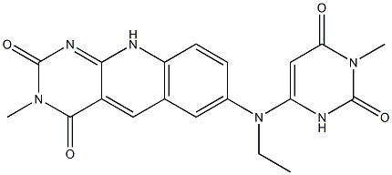 2,3,4,10-Tetrahydro-3-methyl-7-[N-[(1,2,3,6-tetrahydro-1-methyl-2,6-dioxopyrimidin)-4-yl]-N-ethylamino]pyrimido[4,5-b]quinoline-2,4-dione 구조식 이미지