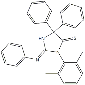 1-(2,6-Dimethylphenyl)-2-(phenylimino)-4,4-diphenylimidazolidine-5-thione 구조식 이미지