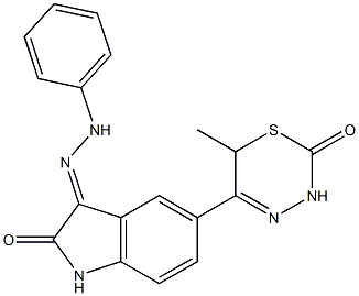 1,3-Dihydro-3-(2-phenylhydrazono)-5-[(6-methyl-2-oxo-3,6-dihydro-2H-1,3,4-thiadiazine)-5-yl]-2H-indole-2-one Structure