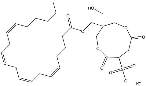 1-[[[(5Z,8Z,11Z,14Z)-1-Oxo-5,8,11,14-icosatetren-1-yl]oxy]methyl]-1-(hydroxymethyl)-4,7-dioxo-3,8-dioxacyclononane-6-sulfonic acid potassium salt 구조식 이미지