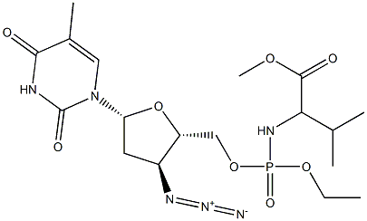 3'-Azido-3'-deoxythymidine-5'-[[[1-isopropyl-2-methoxy-2-oxoethyl]amino]phosphonic acid ethyl] ester 구조식 이미지