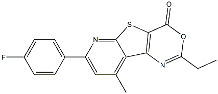 2-Ethyl-9-methyl-7-(4-fluorophenyl)-4H-pyrido[3',2':4,5]thieno[3,2-d][1,3]oxazin-4-one 구조식 이미지