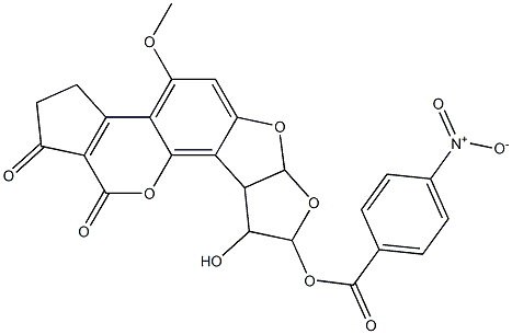 2,3,6a,8,9,9a-Hexahydro-8,9-dihydroxy-4-methoxycyclopenta[c]furo[3',2':4,5]furo[2,3-h][1]benzopyran-1,11-dione 8-(p-nitrobenzoate) 구조식 이미지