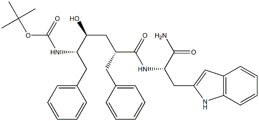 (S)-2-[[(2R,4S,5S)-5-(tert-Butoxycarbonylamino)-2-benzyl-4-hydroxy-6-phenylhexanoyl]amino]-3-(1H-indol-2-yl)propionamide 구조식 이미지