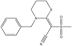 2-[(Methylsulfonyl)(cyano)methylene]-3-benzyl-3,4,5,6-tetrahydro-2H-1,3-thiazine 구조식 이미지