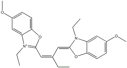 2-[2-[[3-Ethyl-5-methoxybenzoxazole-2(3H)-ylidene]methyl]-1-butenyl]-3-ethyl-5-methoxybenzoxazole-3-ium 구조식 이미지