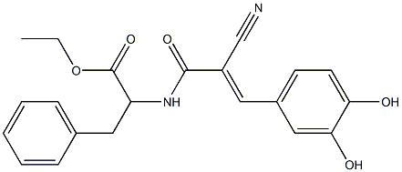 2-[2-Cyano-3-(3,4-dihydroxyphenyl)acryloylamino]-3-phenylpropionic acid ethyl ester Structure