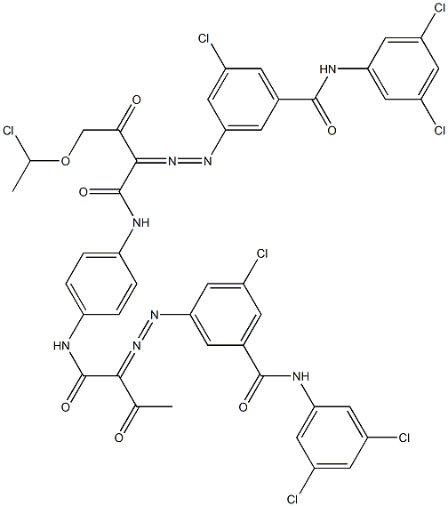 3,3'-[2-[(1-Chloroethyl)oxy]-1,4-phenylenebis[iminocarbonyl(acetylmethylene)azo]]bis[N-(3,5-dichlorophenyl)-5-chlorobenzamide] 구조식 이미지